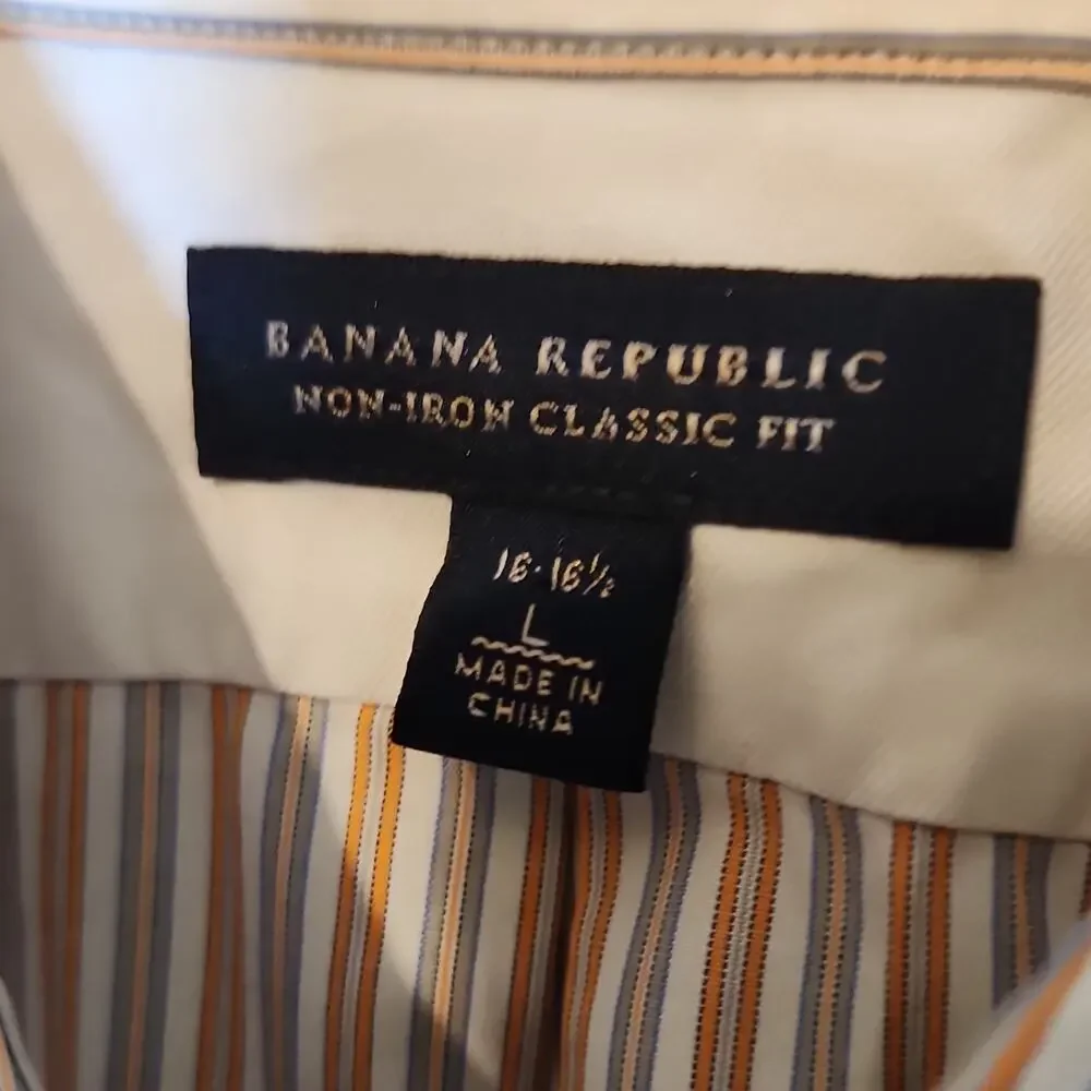 Banana Republic Non-Iron Classic Fit Striped Men's Dress Shirt 16-16.5 L